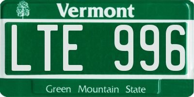 VT license plate LTE996