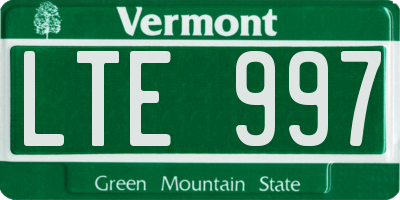 VT license plate LTE997