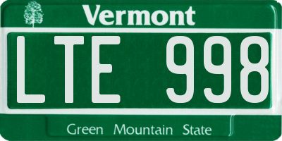 VT license plate LTE998