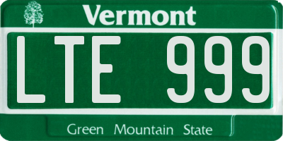 VT license plate LTE999