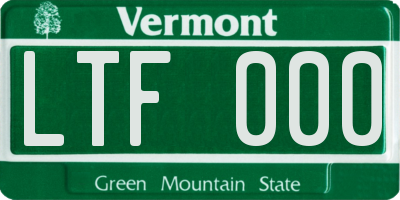 VT license plate LTF000
