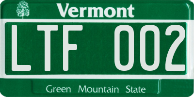 VT license plate LTF002
