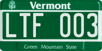 VT license plate LTF003