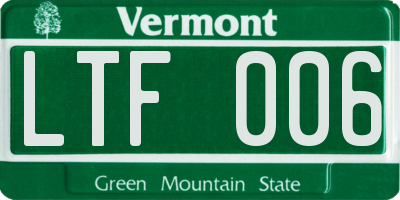 VT license plate LTF006