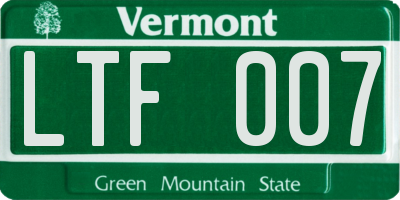 VT license plate LTF007