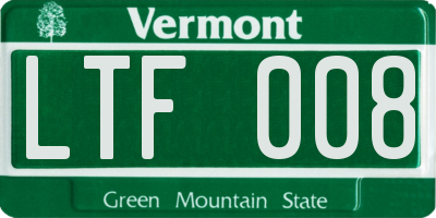 VT license plate LTF008