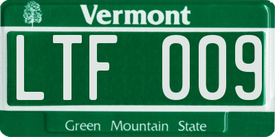 VT license plate LTF009