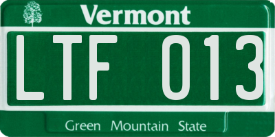 VT license plate LTF013