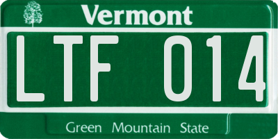 VT license plate LTF014