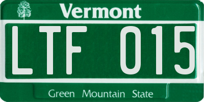 VT license plate LTF015