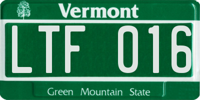 VT license plate LTF016