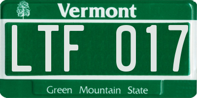 VT license plate LTF017