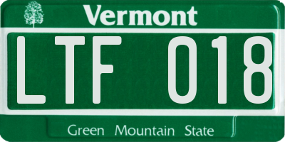 VT license plate LTF018
