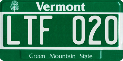 VT license plate LTF020