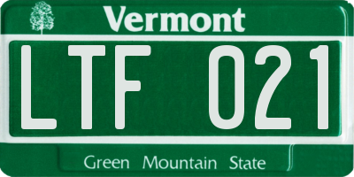 VT license plate LTF021