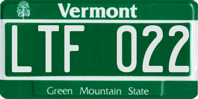 VT license plate LTF022
