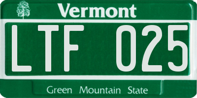 VT license plate LTF025