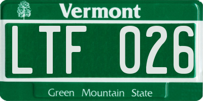 VT license plate LTF026