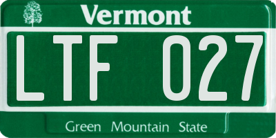 VT license plate LTF027
