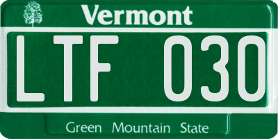 VT license plate LTF030