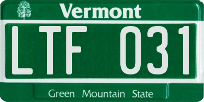 VT license plate LTF031
