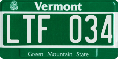 VT license plate LTF034
