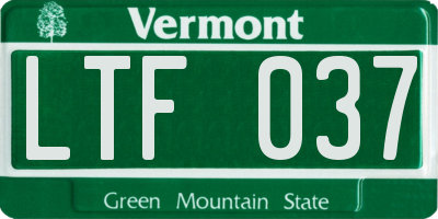 VT license plate LTF037