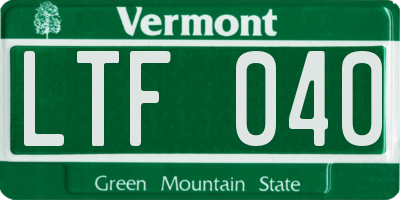 VT license plate LTF040