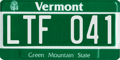 VT license plate LTF041