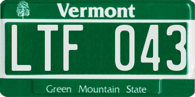 VT license plate LTF043