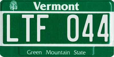 VT license plate LTF044