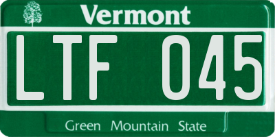 VT license plate LTF045