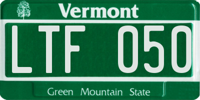 VT license plate LTF050