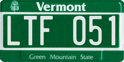 VT license plate LTF051