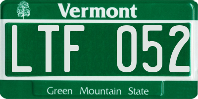 VT license plate LTF052