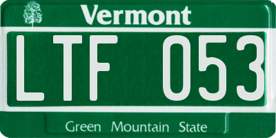 VT license plate LTF053