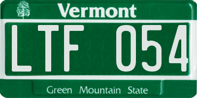 VT license plate LTF054