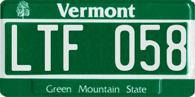 VT license plate LTF058