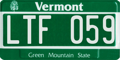 VT license plate LTF059