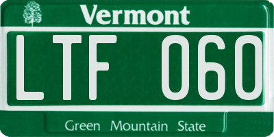 VT license plate LTF060