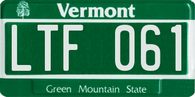 VT license plate LTF061