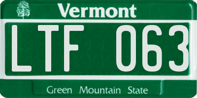 VT license plate LTF063