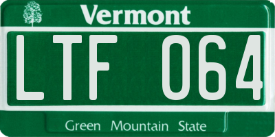 VT license plate LTF064