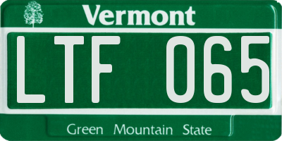 VT license plate LTF065