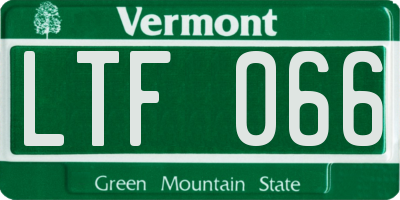 VT license plate LTF066