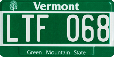 VT license plate LTF068