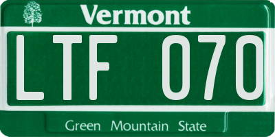 VT license plate LTF070