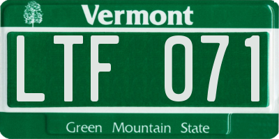 VT license plate LTF071