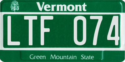 VT license plate LTF074