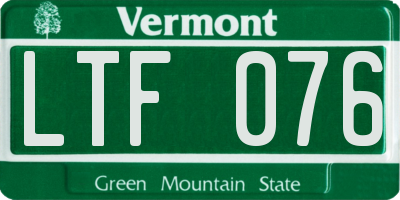 VT license plate LTF076